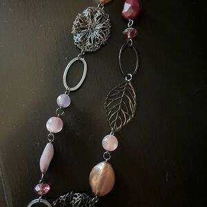 Elegant Pink and Silver Women's Necklace